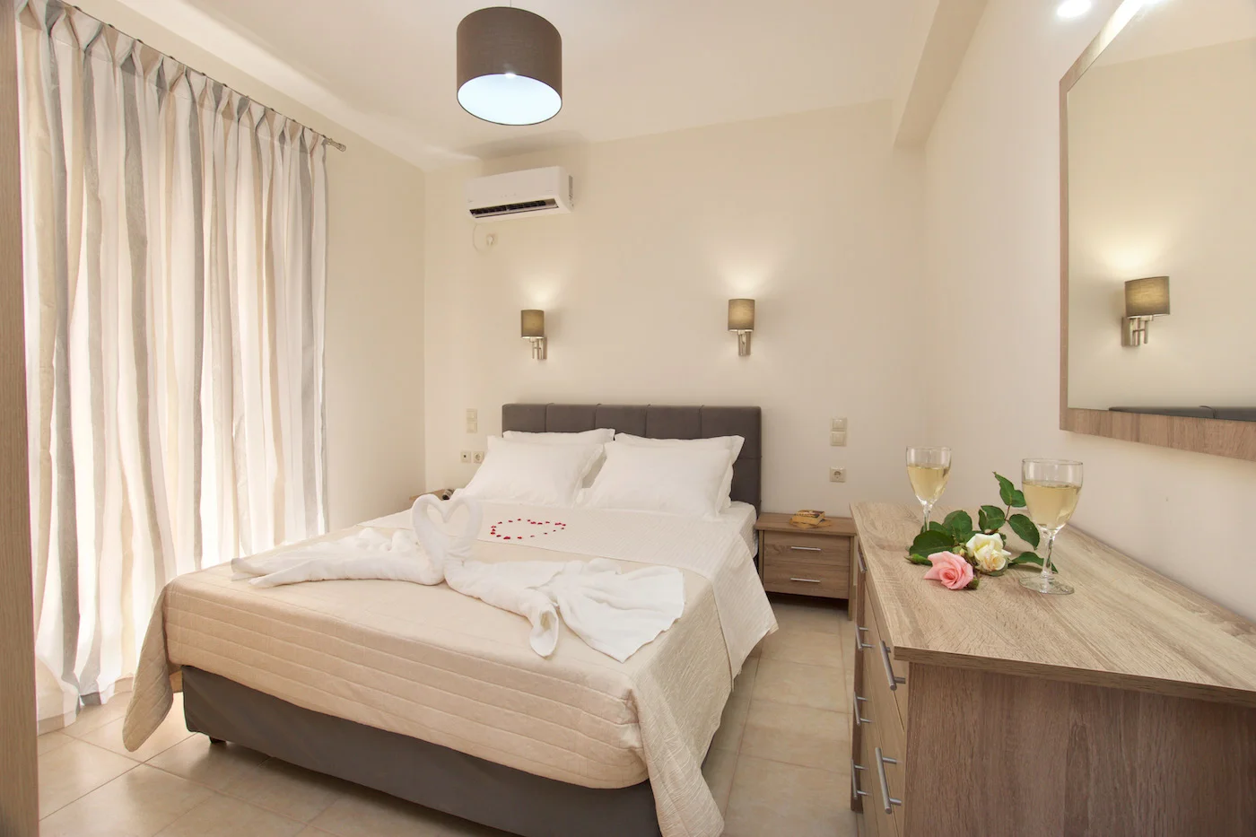 Elegant bedroom interior in Villa Joanna, Agia Efimia