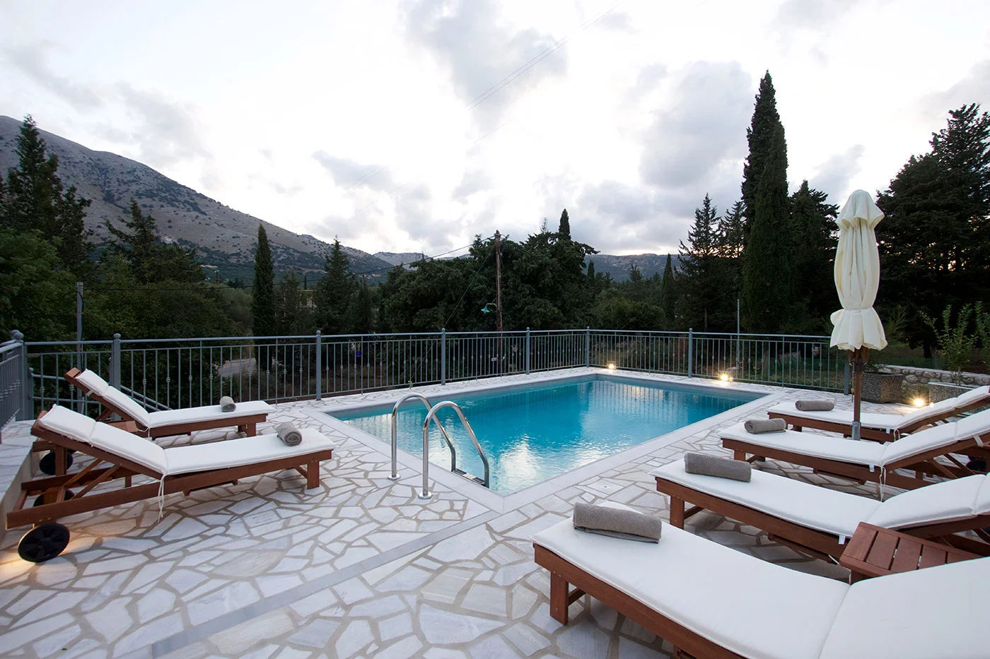 Swimming pool and hillside view at Villa Joanna, luxury villa